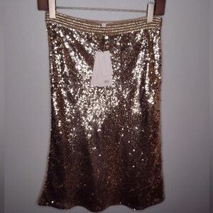 NWT Veronica Beard Lavie Below the Knee Skirt Size 10 Gold Sequins $698